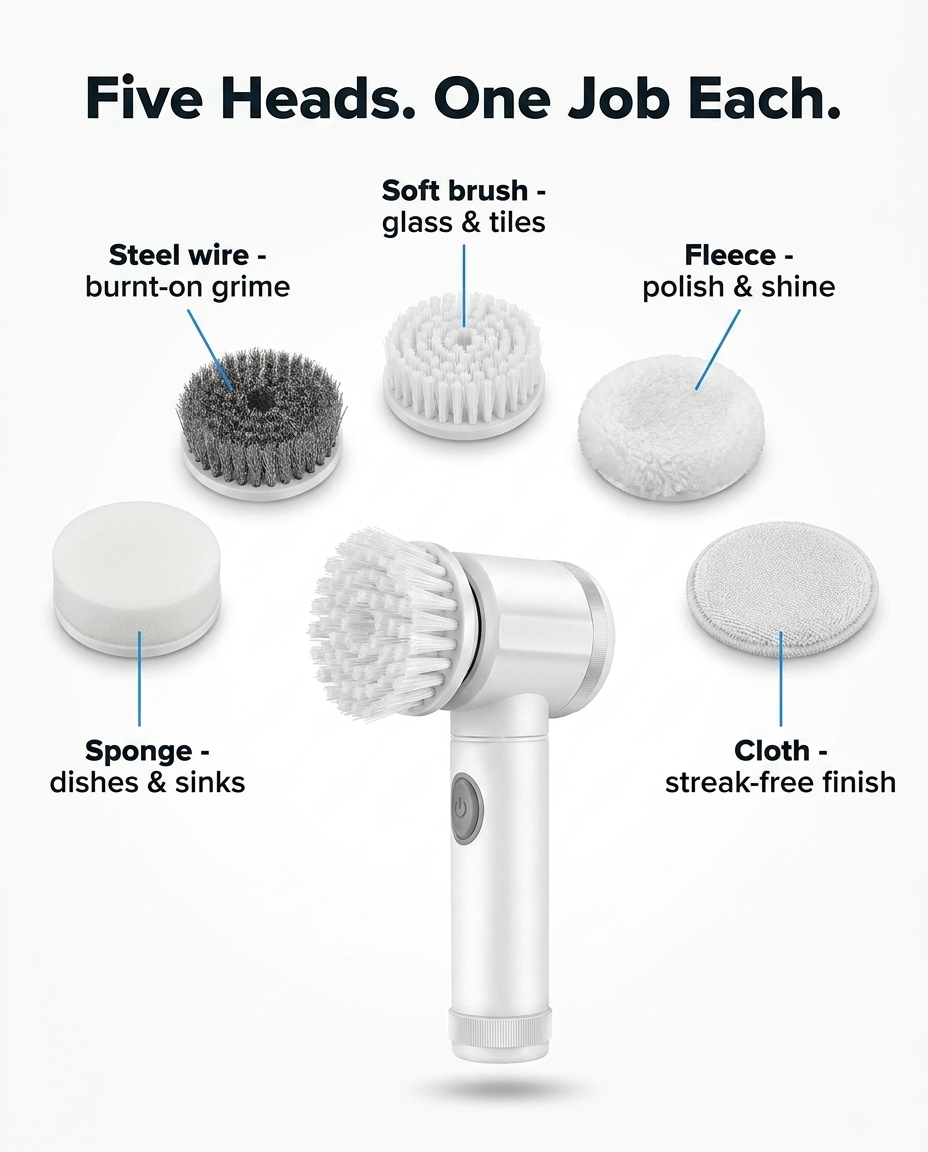 PureHabit Orbit™ — 5-in-1 Cordless Power Scrubber