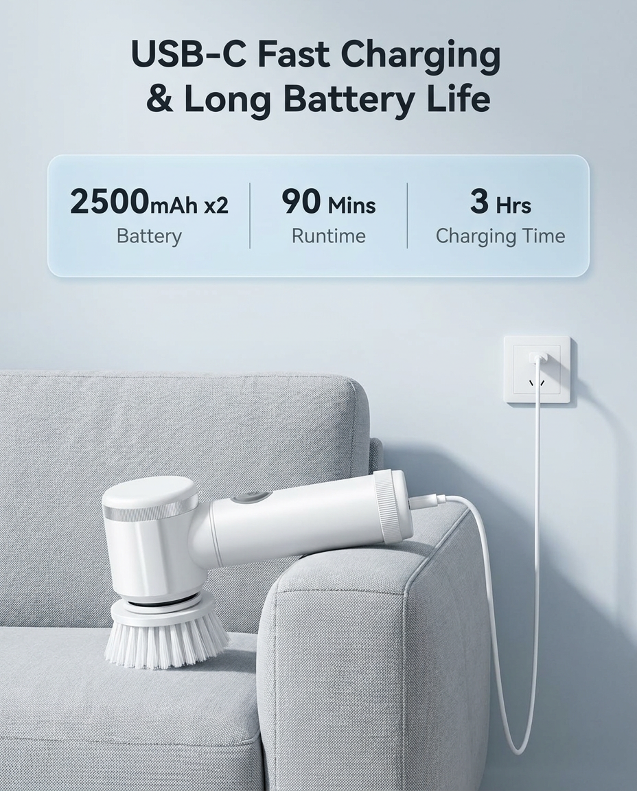 PureHabit Orbit™ — 5-in-1 Cordless Power Scrubber